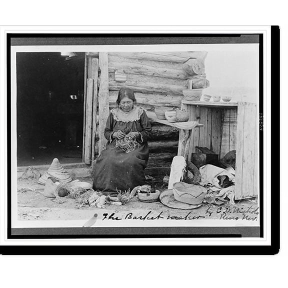 Historic Print, The basket maker.by C.D. Nichols, Reno Nev., 16" x 20"