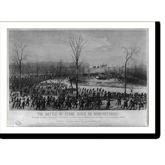 Historic Print, The battle of Stone River or Murfreesboro' - 3, 18" x 24"