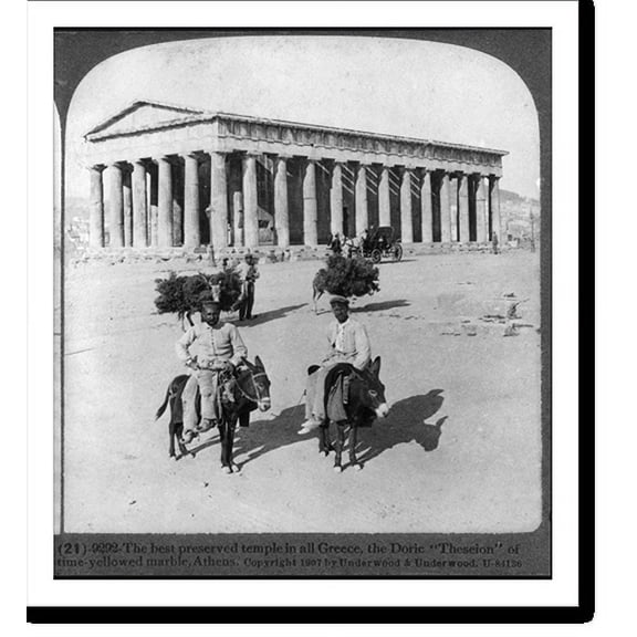 Historic Print, The best preserved temple in all Greece, the doric Theseion of time-yellowed marble, Athens, 16" x 20"
