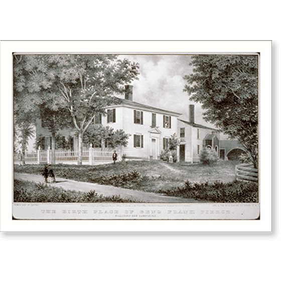 Historic Print, The birth place of Genl. Frank Pierce: Hillsboro New Hampshire - 2, 18" x 24"