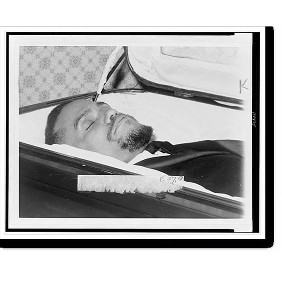 Historic Print, The body of Malcolm X, slain Negro nationalist leader, lies in casket at the Unity Funeral Home, Eighth Ave. and 126th St., 16" x 20"