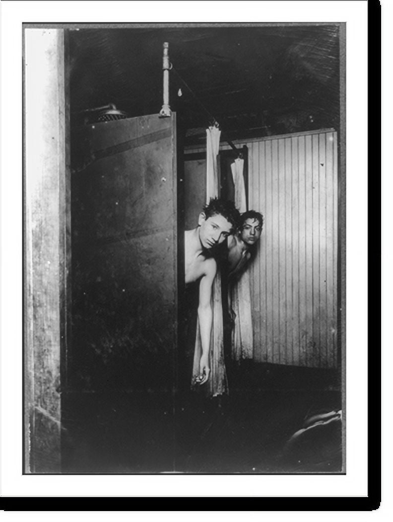 Historic Print, The boys make good use of the shower baths, Postal Tel