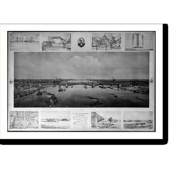 Historic Print, The bridge at St. Louis.CJK(?) ; F. Welcker., 16" x 20"