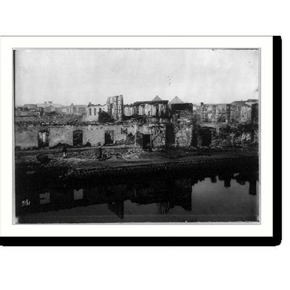 Historic Print, The burned district of Manila, 18" x 24"