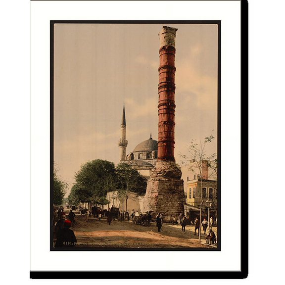 Historic Print, The burnt column Constantinople Turkey, 18" x 24"