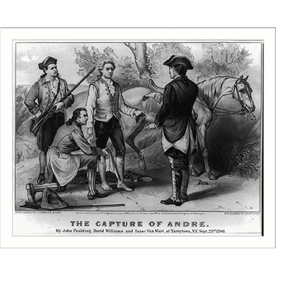 Historic Print, The capture of Andre: By John Paulding, David Williams and Isaac Van Wart, at Tarrytown, N.Y., Sept. 23rd, 1780, 18" x 24"