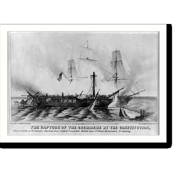 Historic Print, The capture of the Guerriere by the Constitution, 18" x 24"