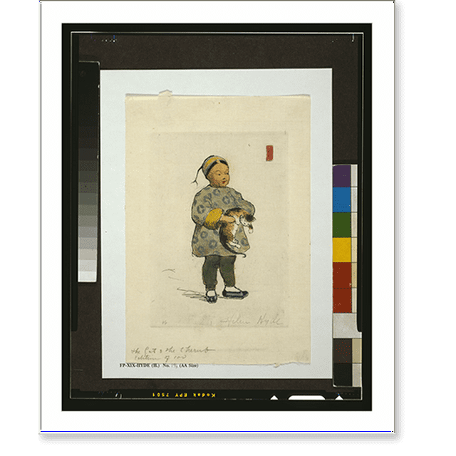 Historic Print, The cat and the cherub, 16" x 20"