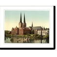 Historic Print, The cathedral and museum Lubeck Germany, 16" x 20
