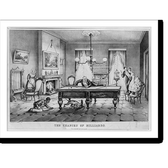 Historic Print, The chances of billiards: A scratch all around"", 18" x 24"