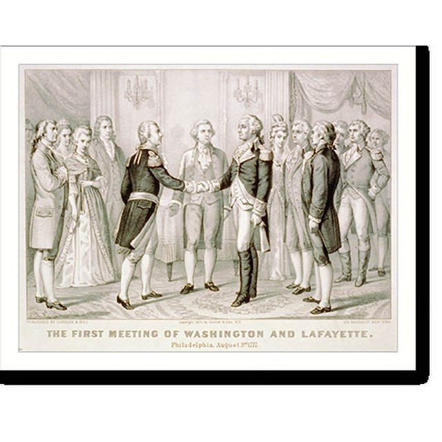 Historic Print, The first meeting of Washington and Lafayette Philadelphia, August 3rd 1777, 16