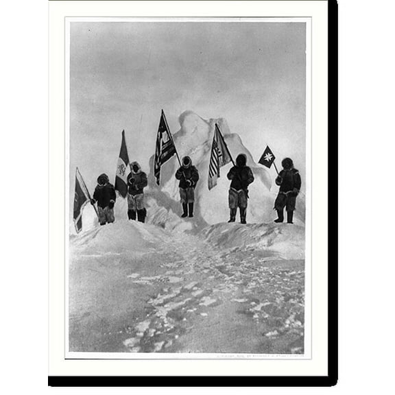 Historic Print, The five flags at the Pole, 16" x 20"