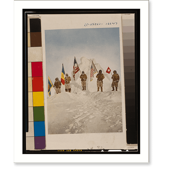 Historic Print, The five flags at the Pole - 2, 18" x 24"