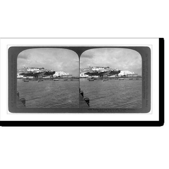 Historic Print, The fort and town from the jetty, Tangier, Morocco, 18" x 24"