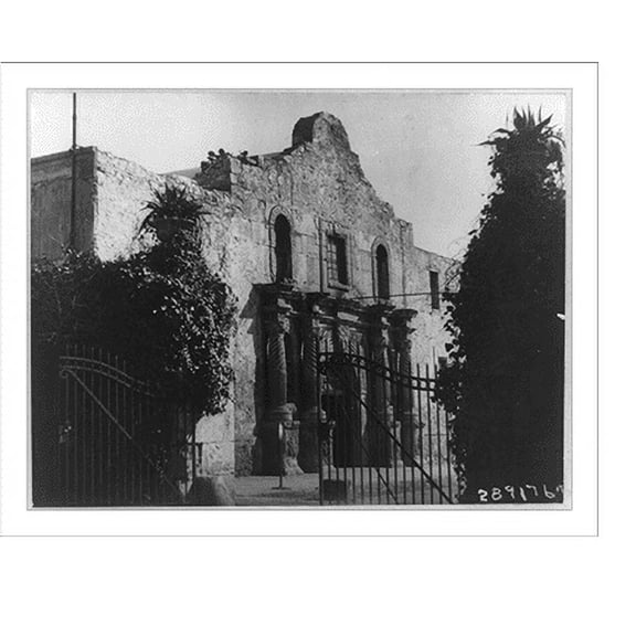 Historic Print, The front of the Alamo through the compound gate, San Antonio, Texas, 16" x 20"