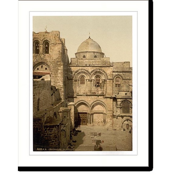 Historic Print, The front of the Holy Sepulchre Jerusalem Holy Land, 18" x 24"