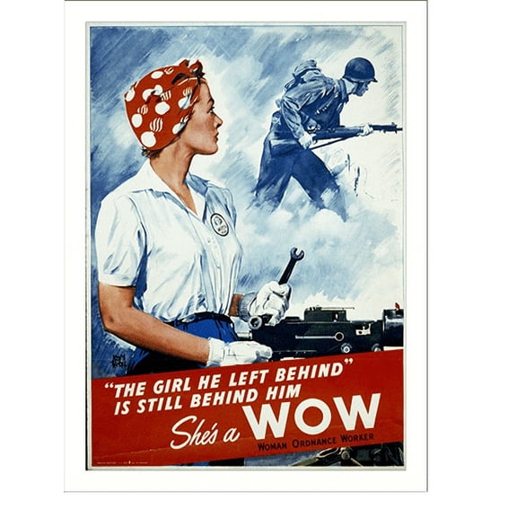 Historic Print, The girl he left behind" is still behind him. She's a WOW.Adolph Treidler.", 18" x 24"