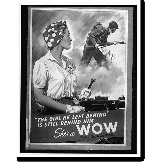 Historic Print, The girl he left behind" is still behind him. She's a WOW.Adolph Treidler." - 2, 18" x 24"
