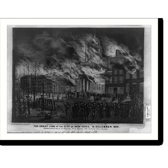 Historic Print, The great fire of the city of New York, 16 December 1835, 16" x 20"