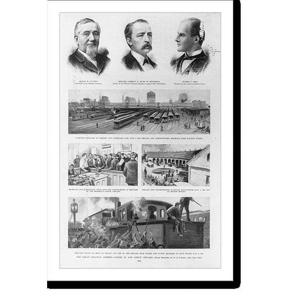 Historic Print, The great railway strikes - scenes in and about Chicago.from sketches by G.A. Coffin., 18" x 24"