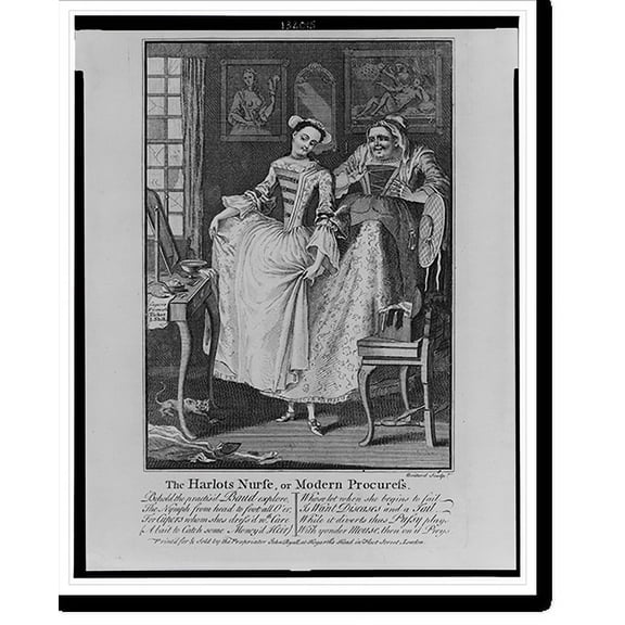 Historic Print, The harlots nurse, or modern procuress.Boitard sculpt., 16" x 20"