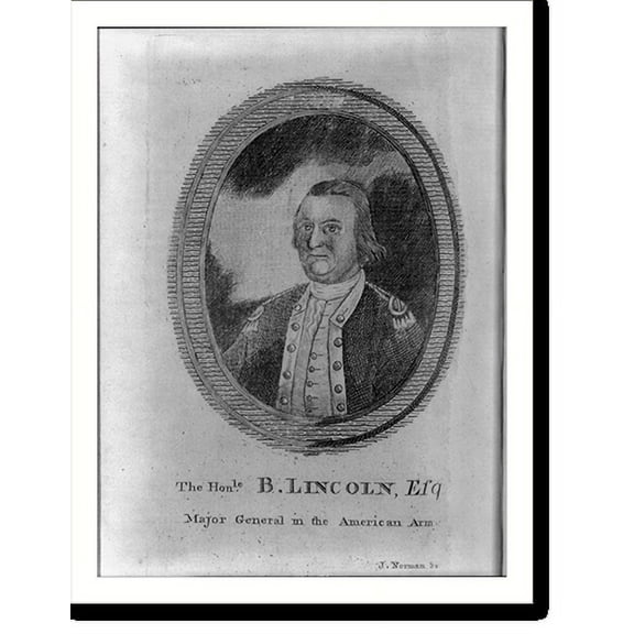 Historic Print, The hon'le. B. Lincoln, Esq., major general in the American Army.J. Norman sc., 18" x 24"