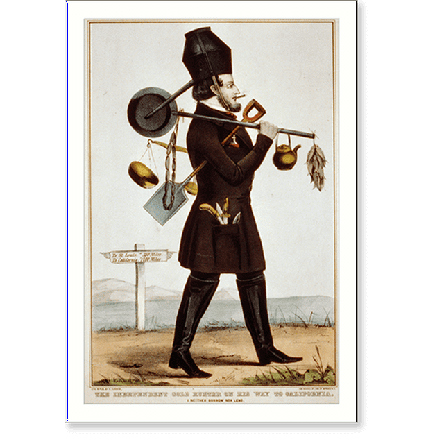 Historic Print, The independent gold hunter on his way to California I