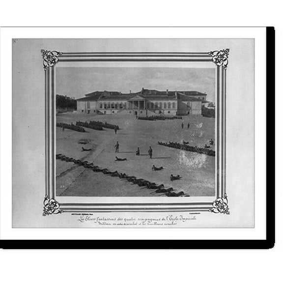 Historic Print, [The infantry students of four companies at the Imperial Military Academy in order of battle with riflemen lying down].Abdullah Frères, Phot., Constantinople., 16" x 20"