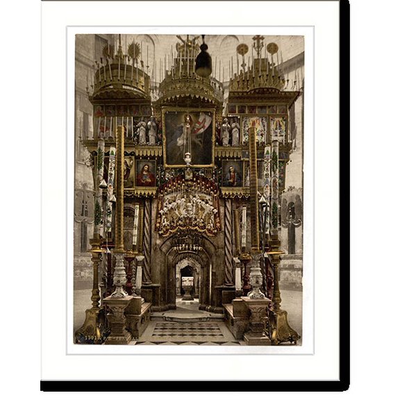 Historic Print, The interior of the Holy Sepulchre Jerusalem Holy Land, 16" x 20"