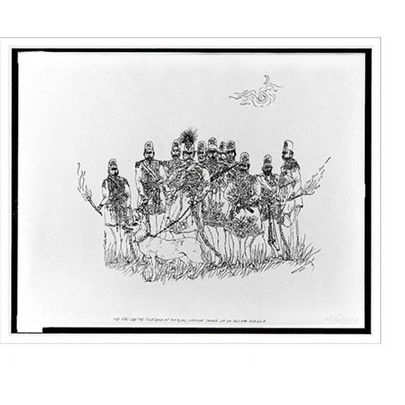 Historic Print, The king and his courtiers search for the escaped guerrilla., 18" x 24"