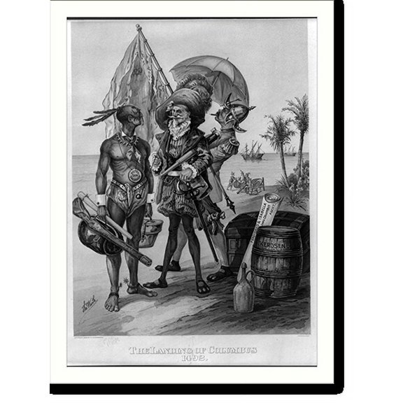 Historic Print, The landing of Columbus 1492, 16" x 20"