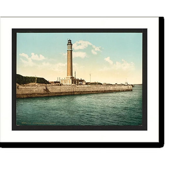 Historic Print, The lighthouse Dunkirk France, 16" x 20"