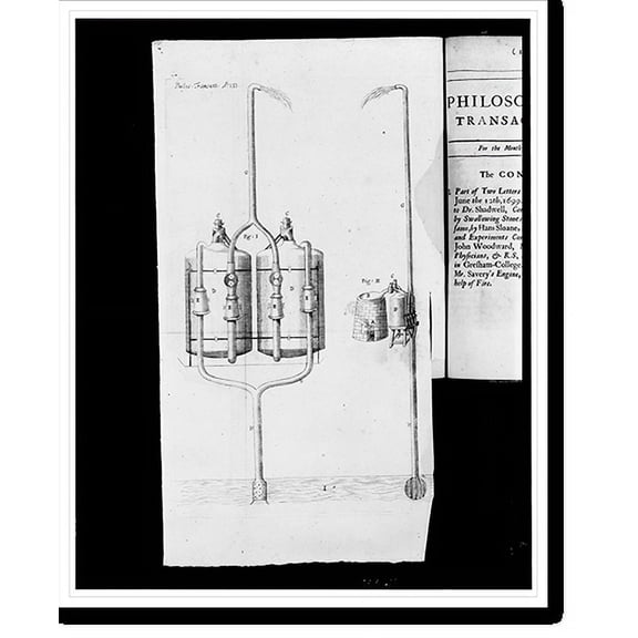 Historic Print, [The miner's friend, a pump using steam to create a vacuum to draw water from flooded mines; known as Mr. Savery's engine for raising water by the help of fire"]", 18" x 24"