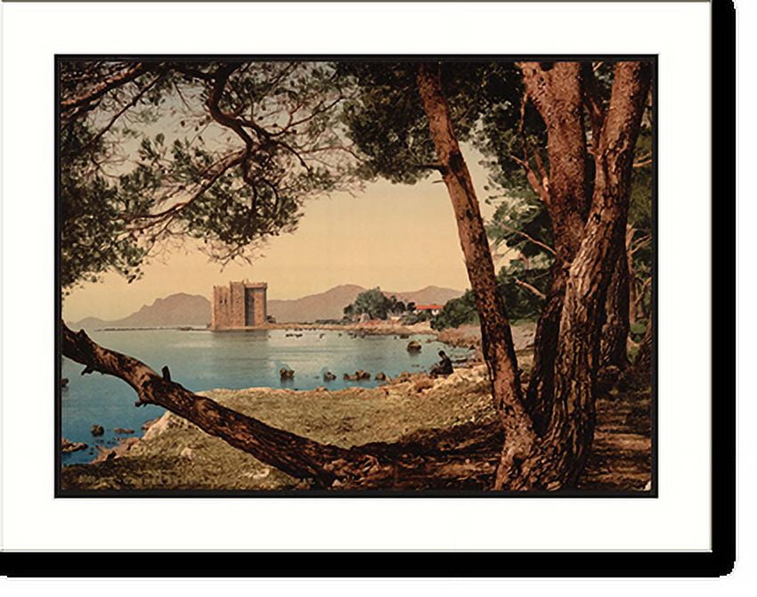 Historic Print, The monastery of St. Honorat Cannes Riviera, 16" x 20