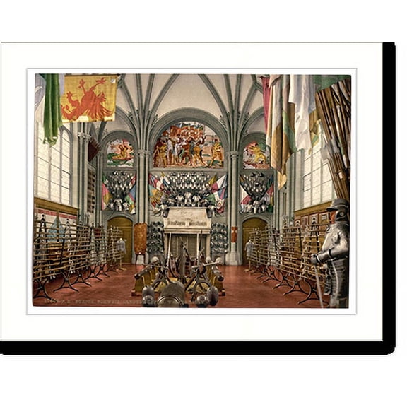 Historic Print, The museum the display of armor Zurich Switzerland, 16" x 20"