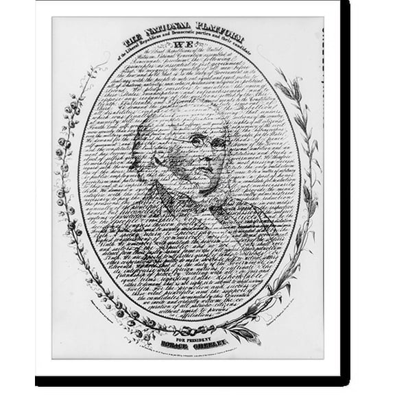 Historic Print, [The national platform of the Liberal Republican and Democratic parties and their candidate for President, Horace Greeley], 18" x 24"