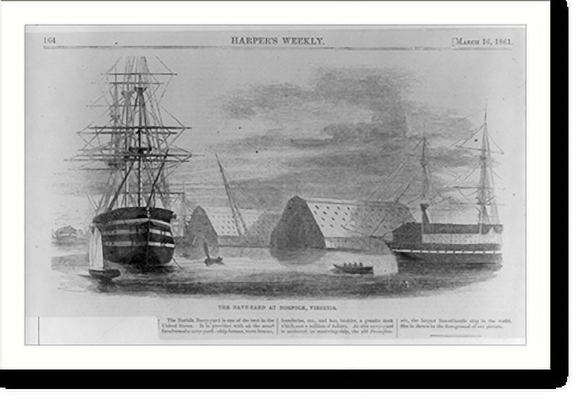 Historic Print, The navyyard at Norfolk, Va., 16" x 20"
