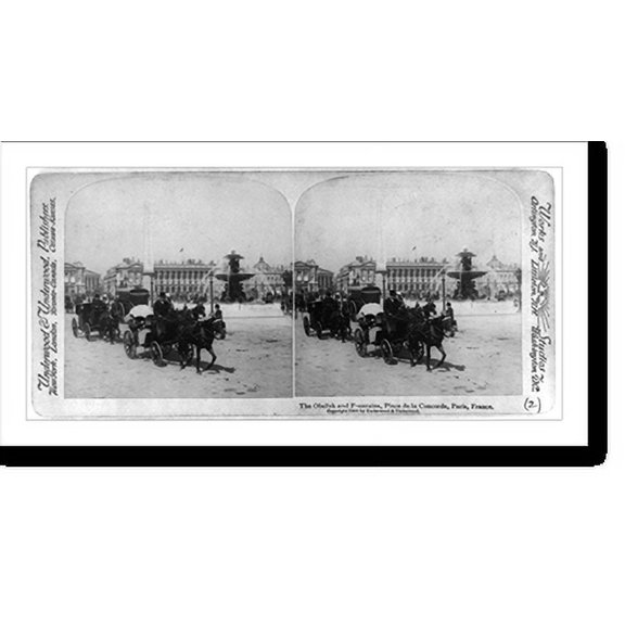 Historic Print, The obelisk and fountains, Place de la Concorde, Paris, France.Underwood & Underwood., 18" x 24"