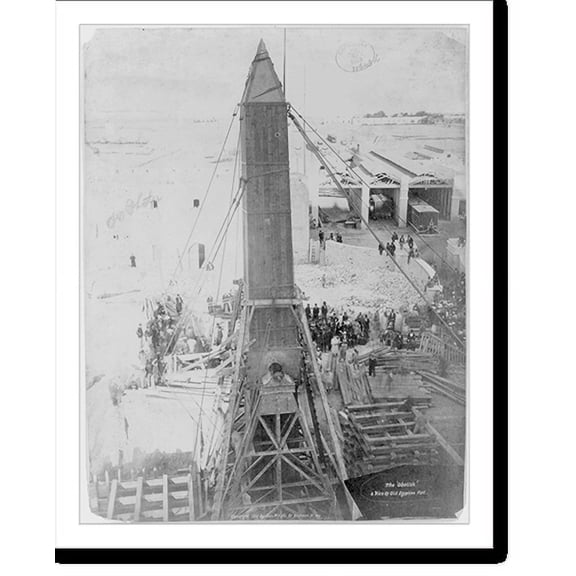 Historic Print, The obelisk and view of old Egyptian fort, 16" x 20"
