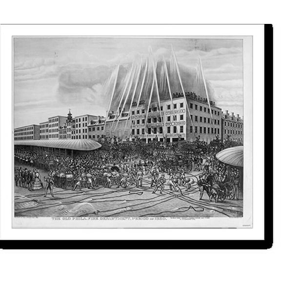 Historic Print, The old Phila. fire department. Period of 1850, 16" x 20"