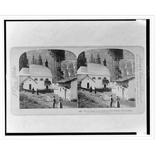 Historic Print, The old chapel in the mountains, Drei Brunnen, Tyrol, Austria, 16" x 20"