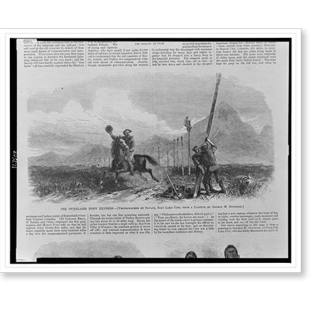 Historic Print, The overland pony express.photographed by Savage, Salt