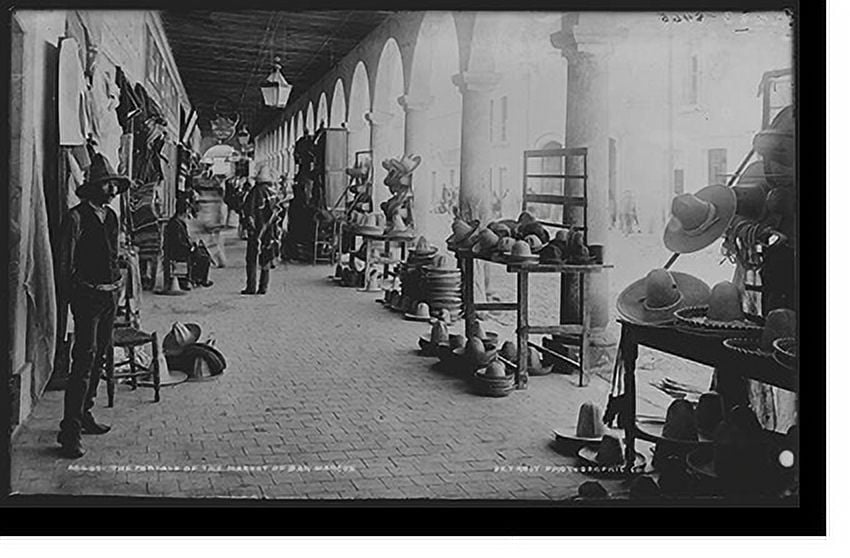 Historic Print, The portals of the market of San Marcos, 16" x 20