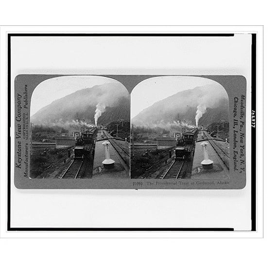 Historic Print, The presidential train at Girdwood, Alaska, 18" x 24"