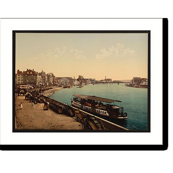 Historic Print, The quay Liège Belgium, 16" x 20"