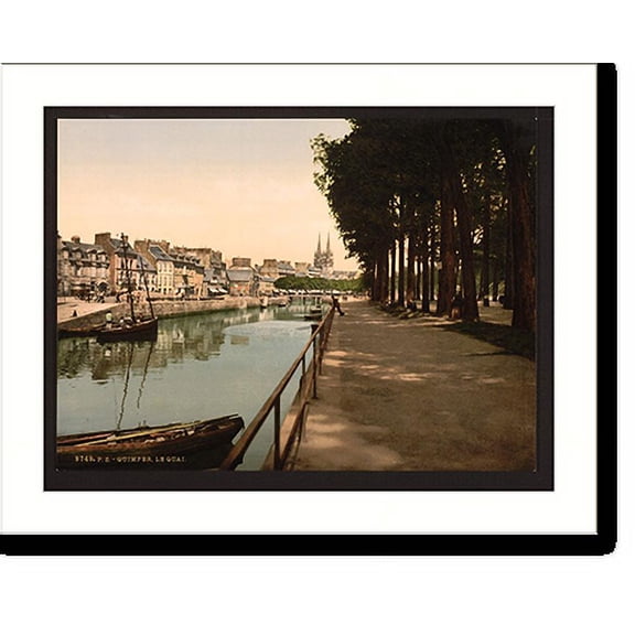 Historic Print, The quay Quimper France, 16" x 20"