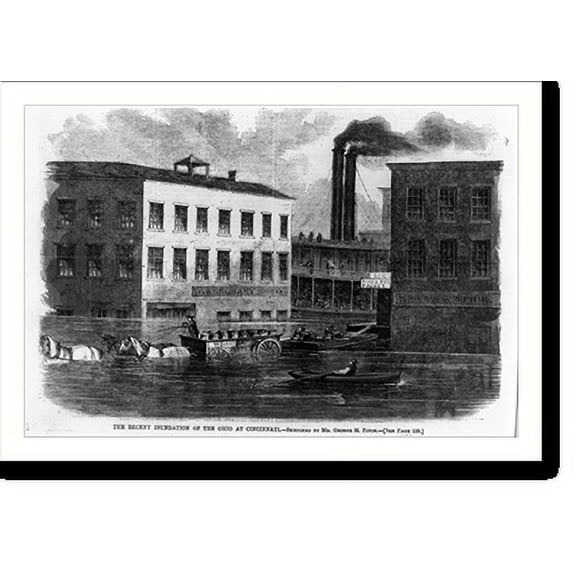 Historic Print, The recent inundation of the Ohio [River] at Cincinnati, 18" x 24"