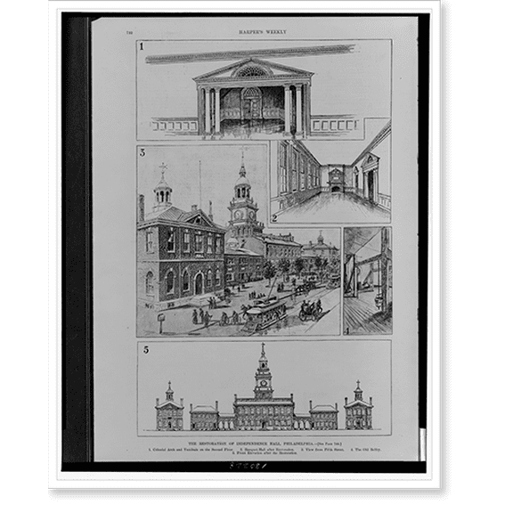 Historic Print, The restoration of Independence Hall, Philadelphia, 18" x 24"