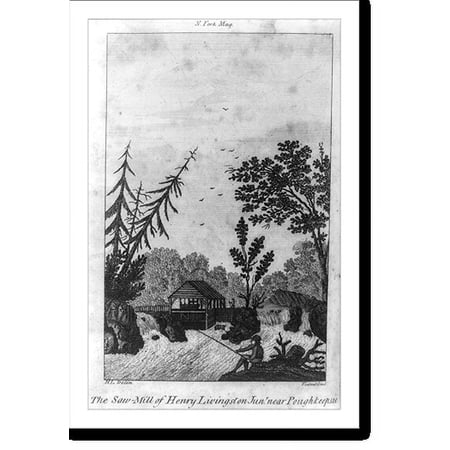 Historic Print, The saw-mill of Henry Livingston Junr. near Poughkeepsie.H.L. delin. ; Tiebout scul., 16" x 20"