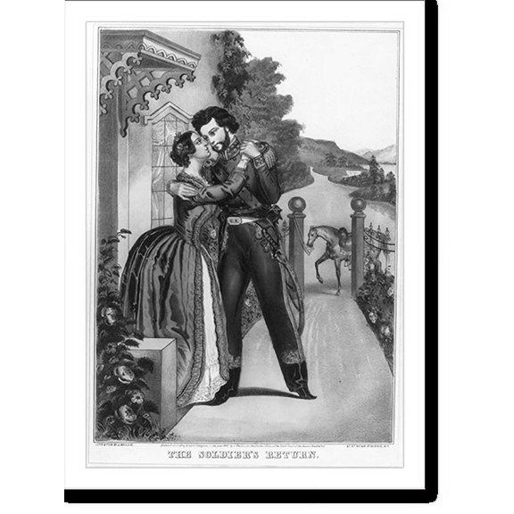 Historic Print, The soldier's return.lith. & pub. by J. Baillie, N.Y., 16" x 20"